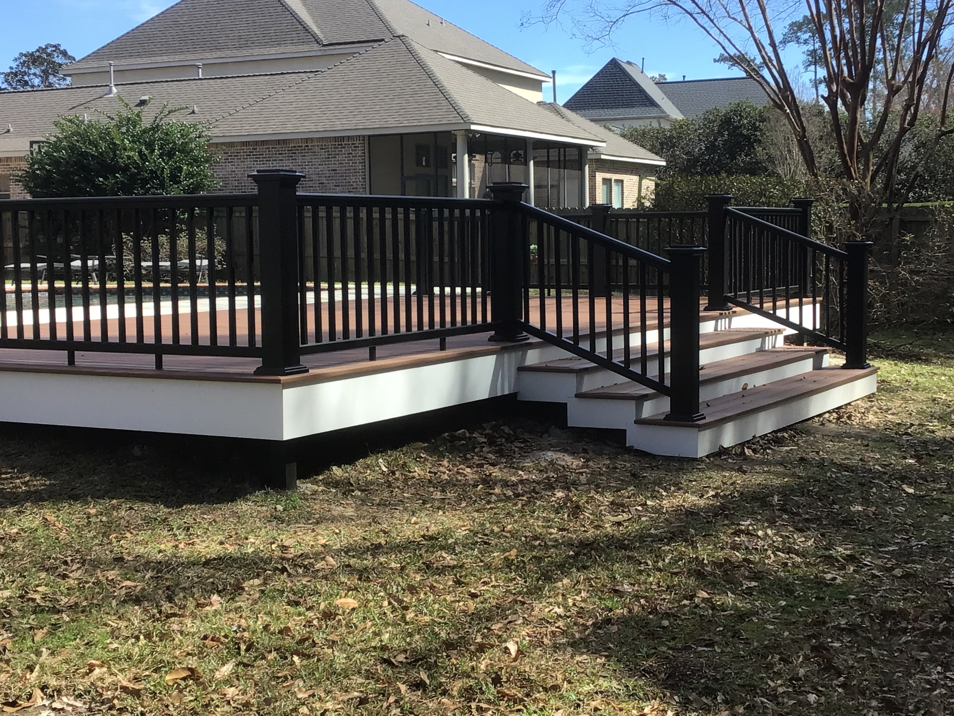 Elevated Deck with Black Aluminum Railing