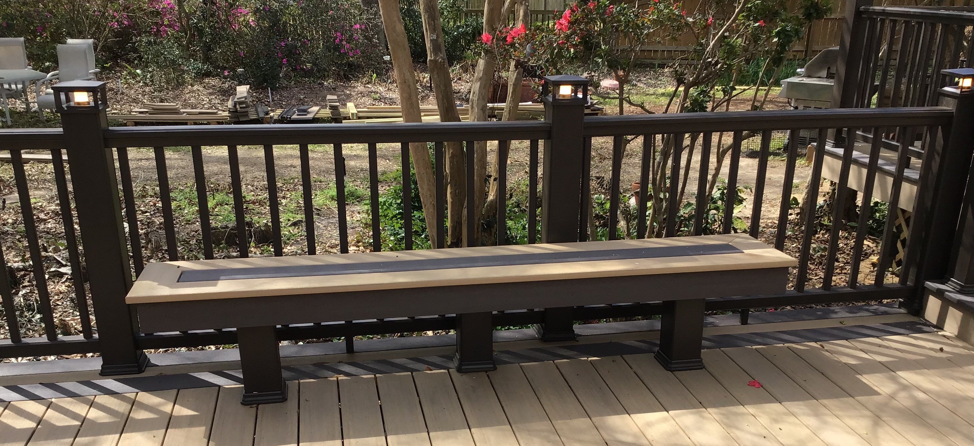 Custom built-in bench on deck